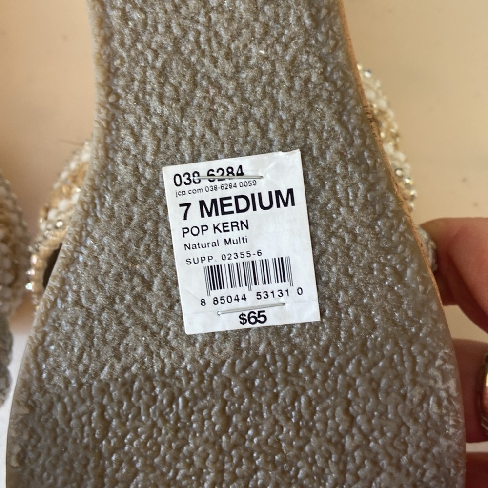 EOL Pop Memory Foam Natural Slide Sandals - Picture 4 of 9